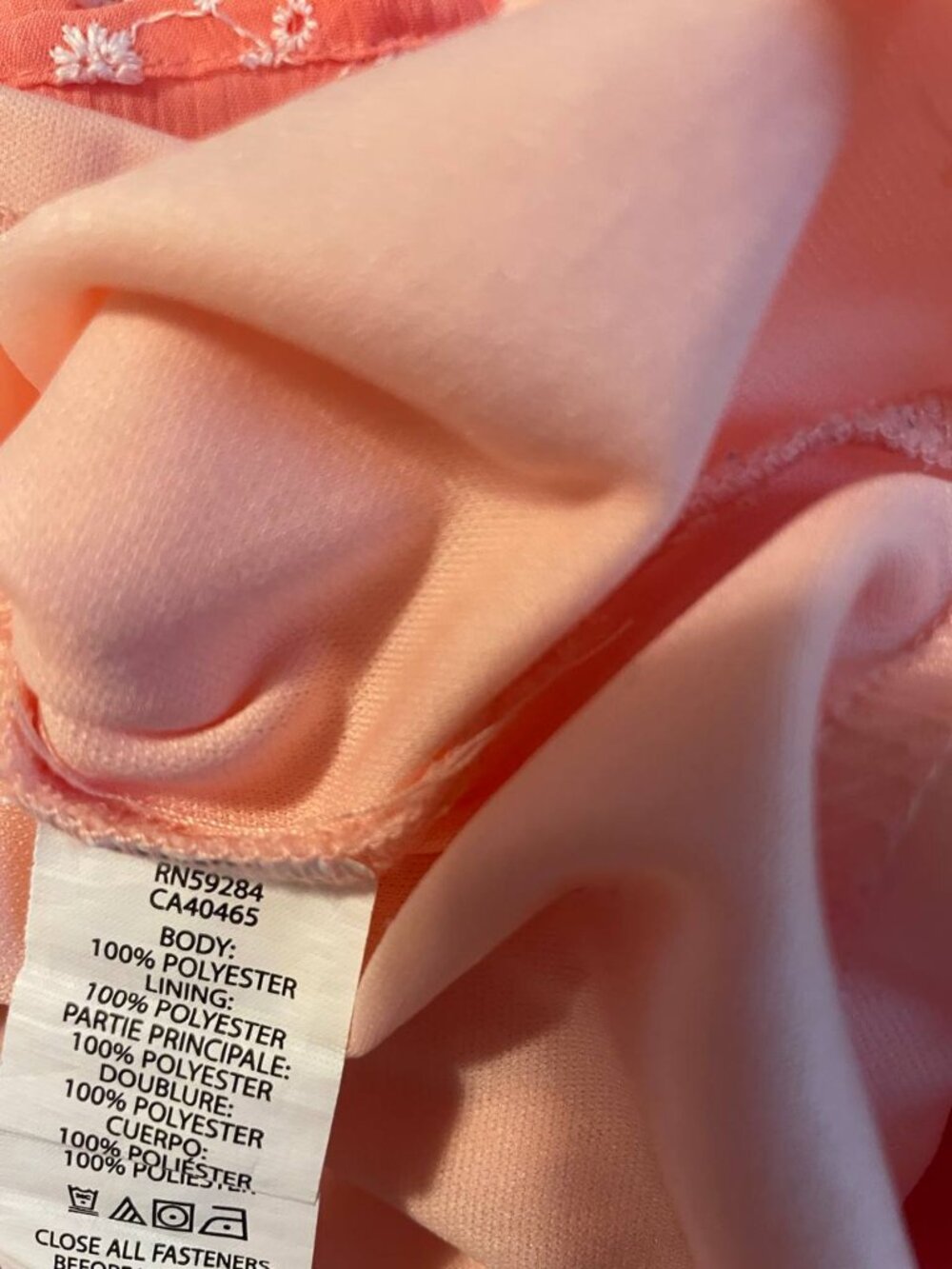Sweet Peach eyelet Babydoll Dress - Cottagecore Floral Embroidery Girls Size 10 - Picture 8 of 8